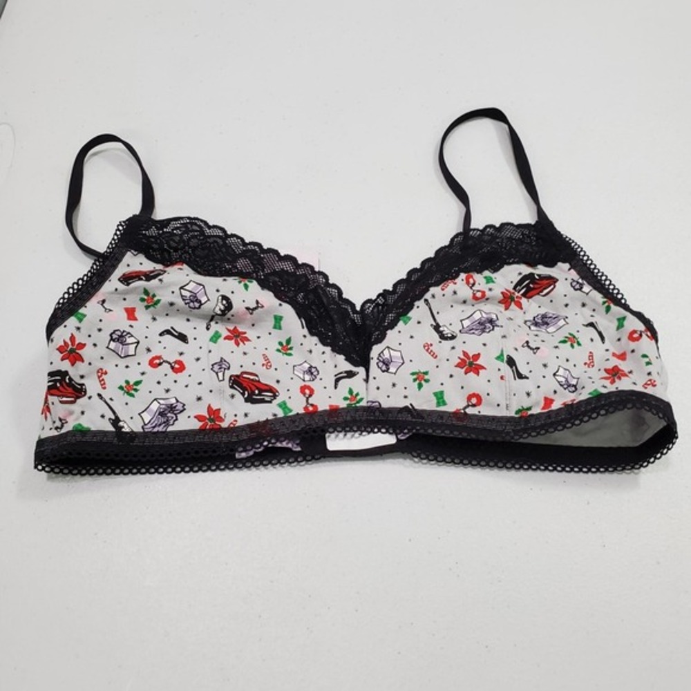 Savage Fenty Women Bra Medium Gray Bralette Christmas Holiday Lace Trim NWT